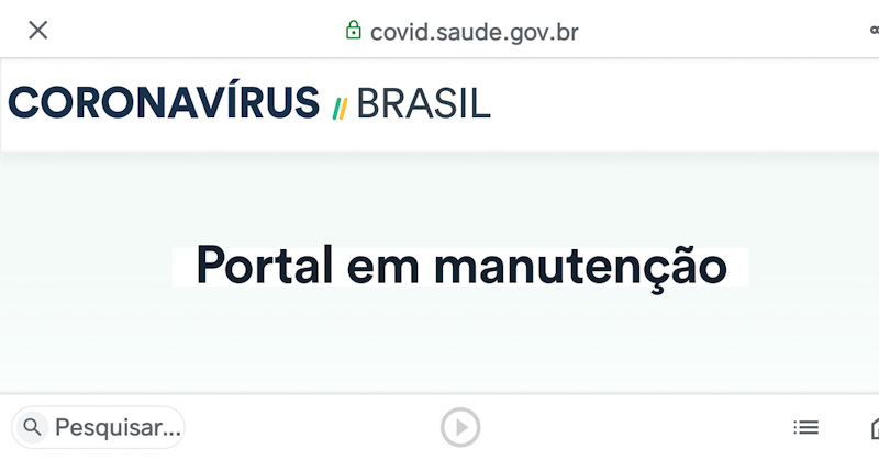 Site oficial sobre COVID-19 no Brasil entra em manutenção e dados ficam indisponíveis